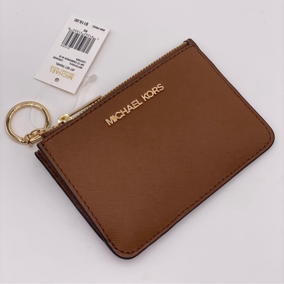 Michael Kors Jet Set Travel Small Top Zip Coin Pouch With ID Window Luggage - Picture 1 of 7
